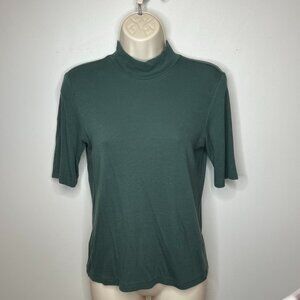 Marine Layer Lexi Ribbed Mock Neck Top Dark Green (S)